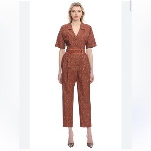 Exquise Orange Printed Short Sleeve Jumpsuit Small NEW